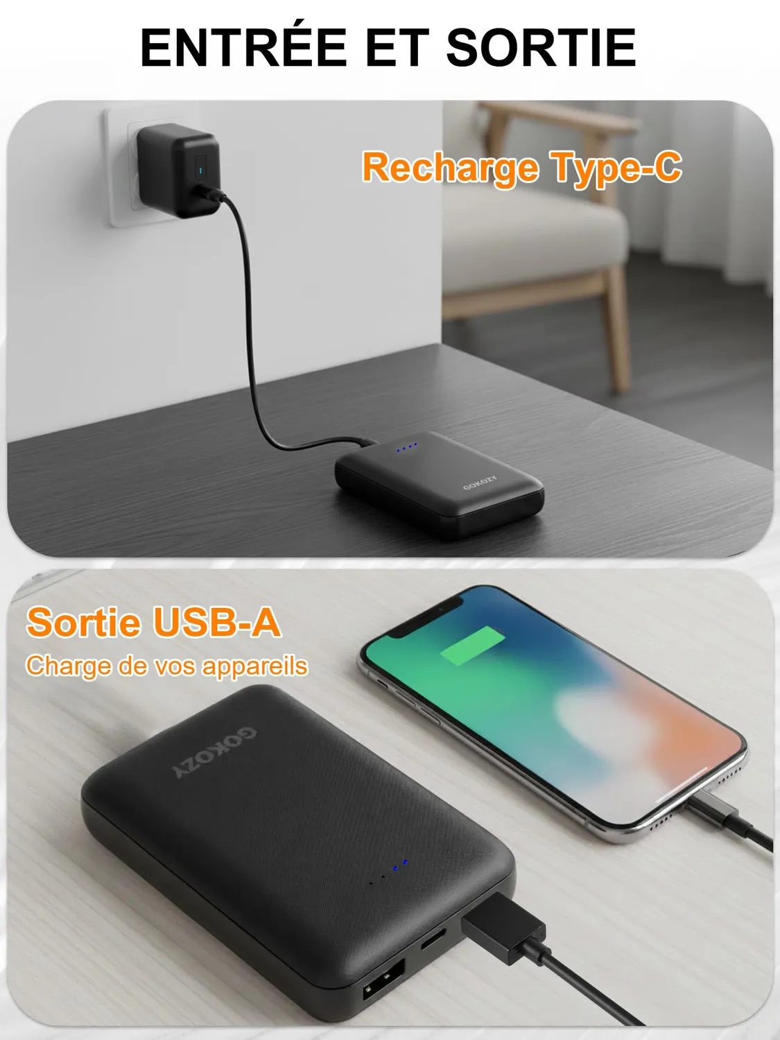 Vapesoon batterie externe 10000mAh gilet chauffant USB-C