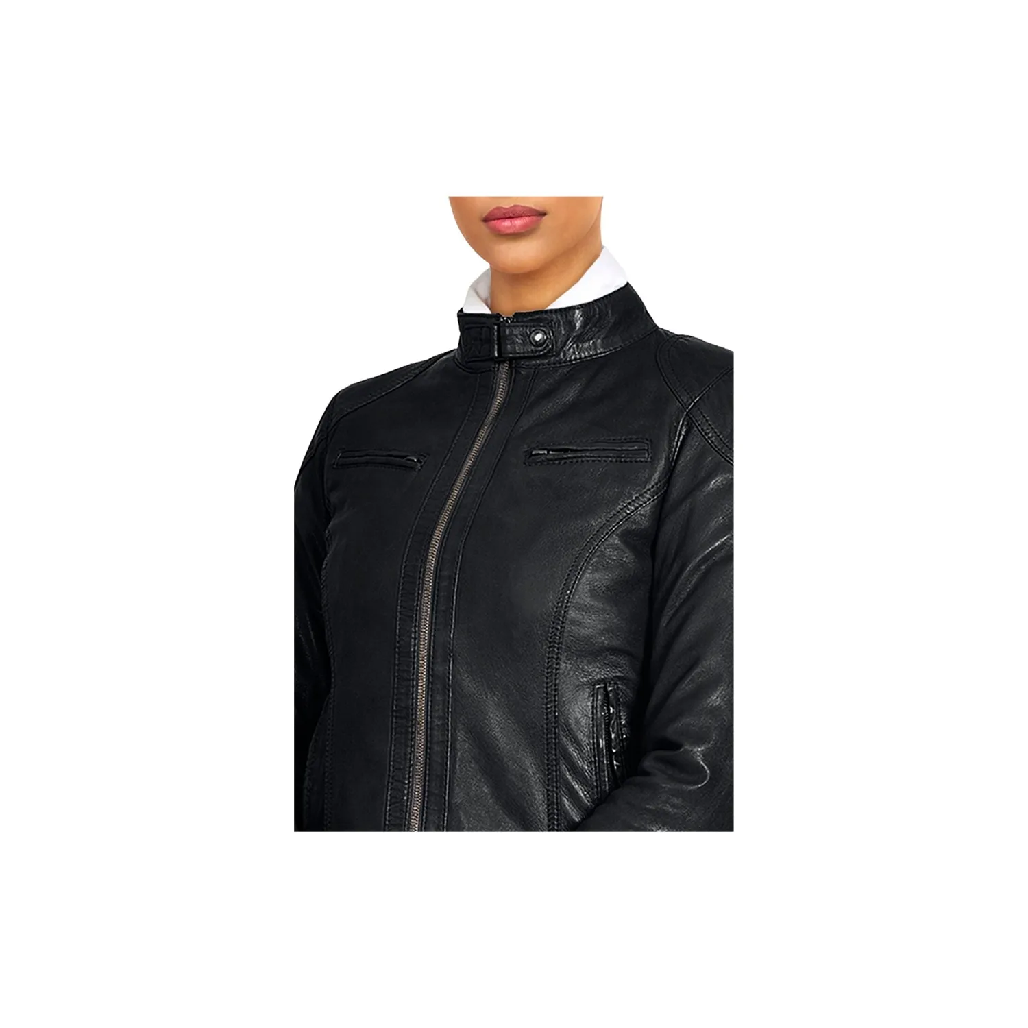 Oakwood Lina veste cuir noir courte slim