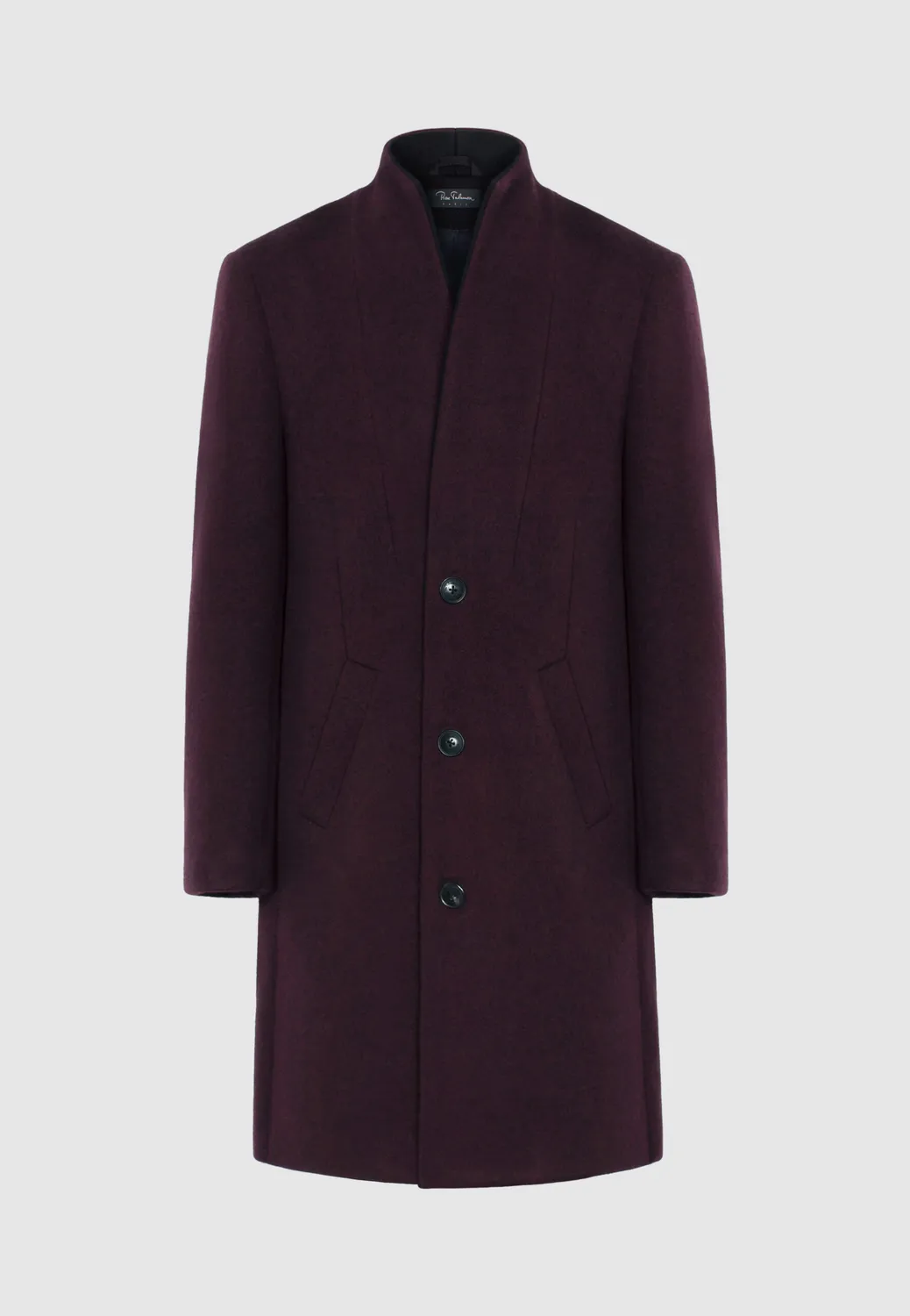 Pierre Talamon bordeaux noir manteau laine col montant