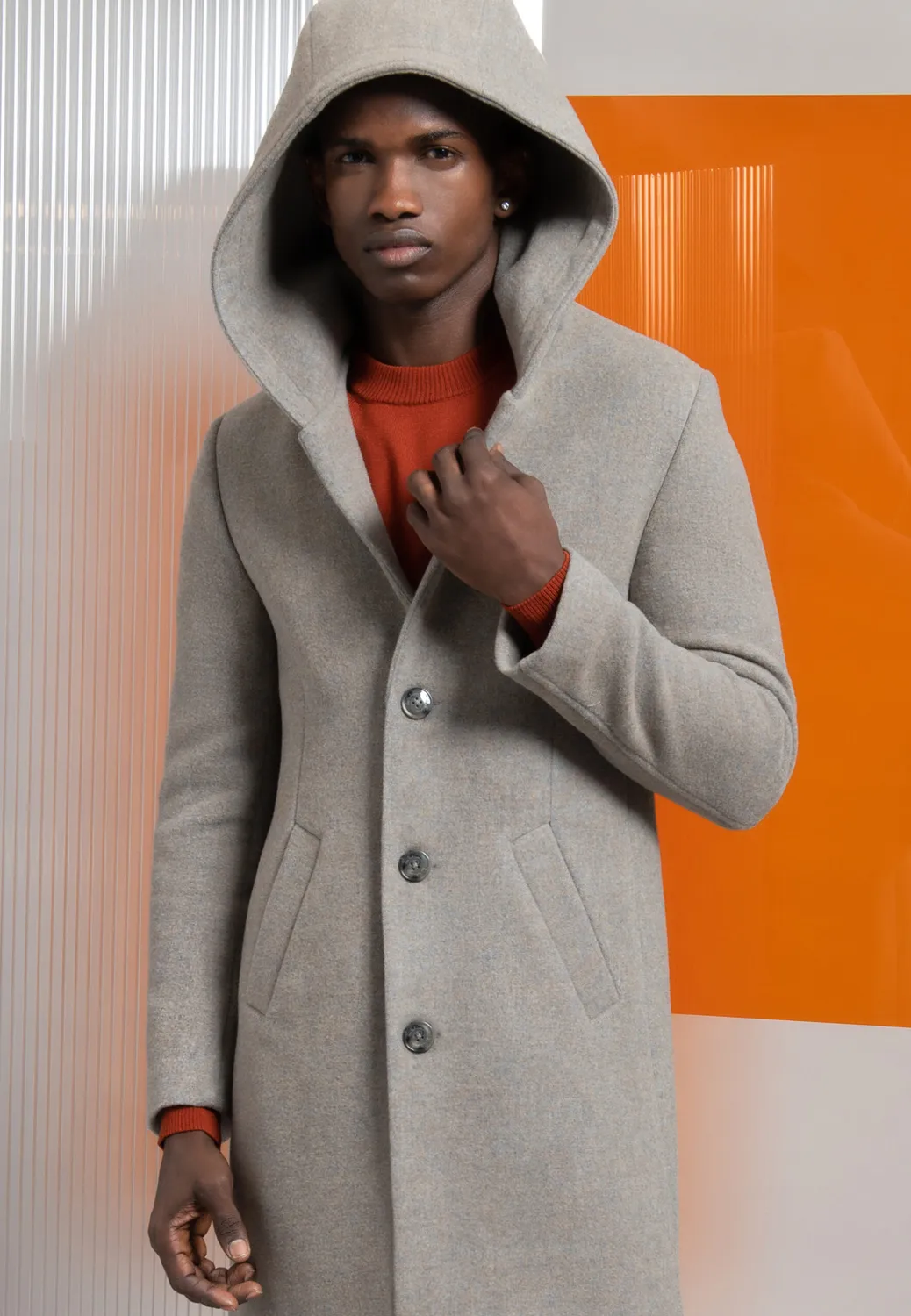 Pierre Talamon Hood manteau beige à capuche