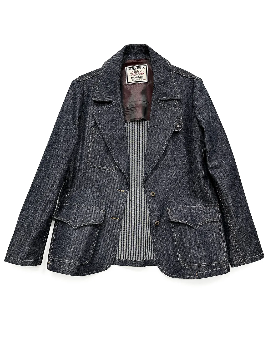 Paolo Leduc Still Working veste workwear denim rayé