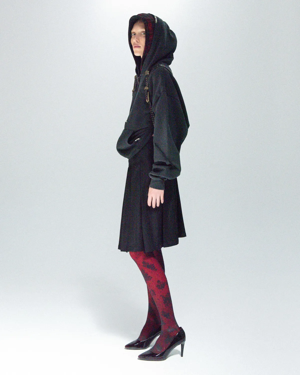 Paolo Leduc Bad Habit capuche amovible XS tartan et dentelle