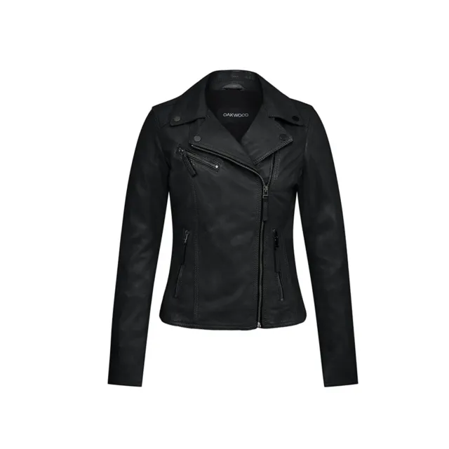 Oakwood Clips 64624 blouson cuir noir asymétrique