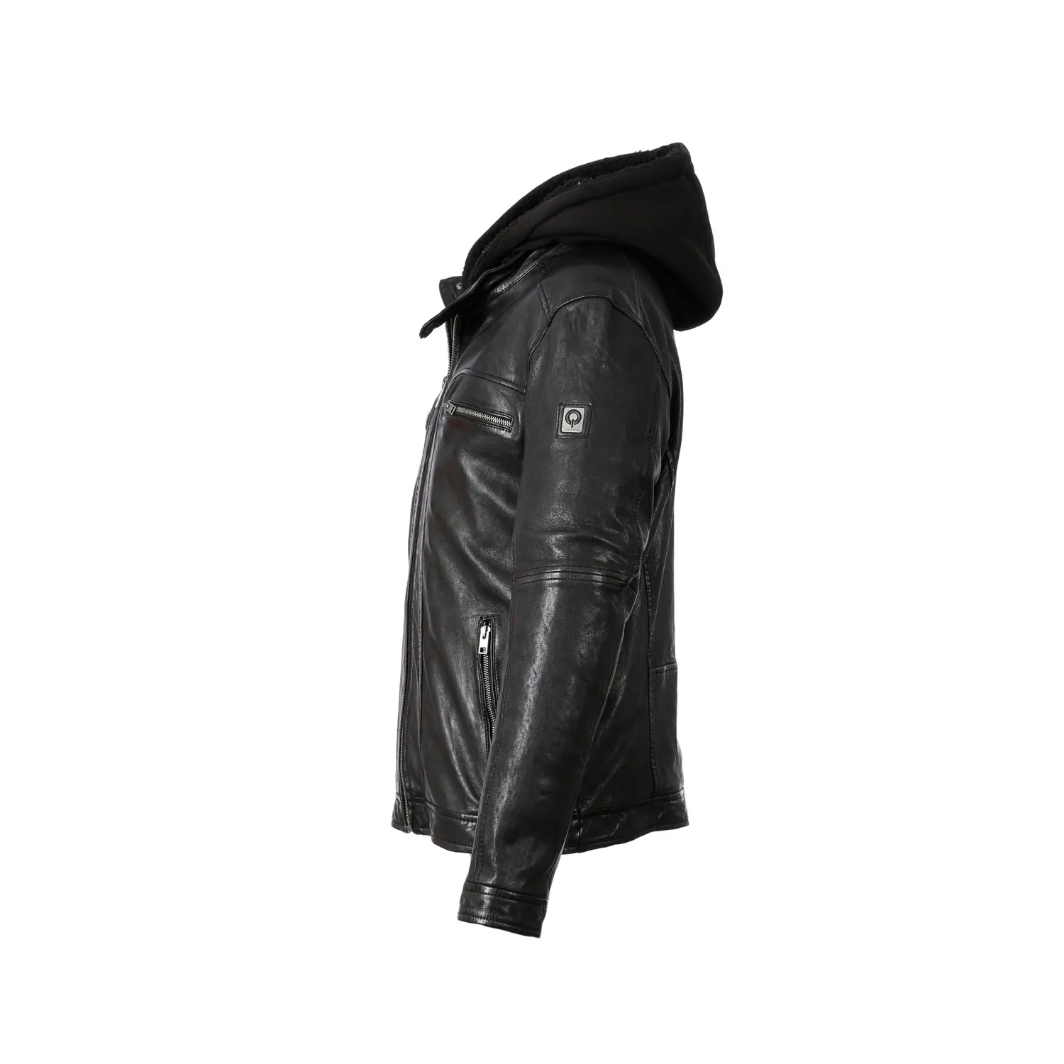 Oakwood Drink 63036 blouson cuir noir capuche homme