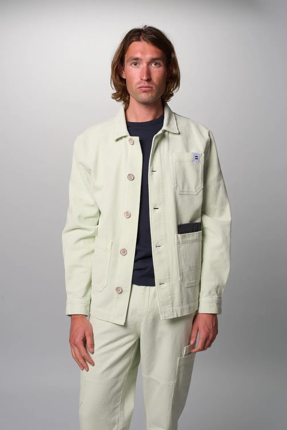 Cotelé Paris Lazy pantalon homme vert délavé velours