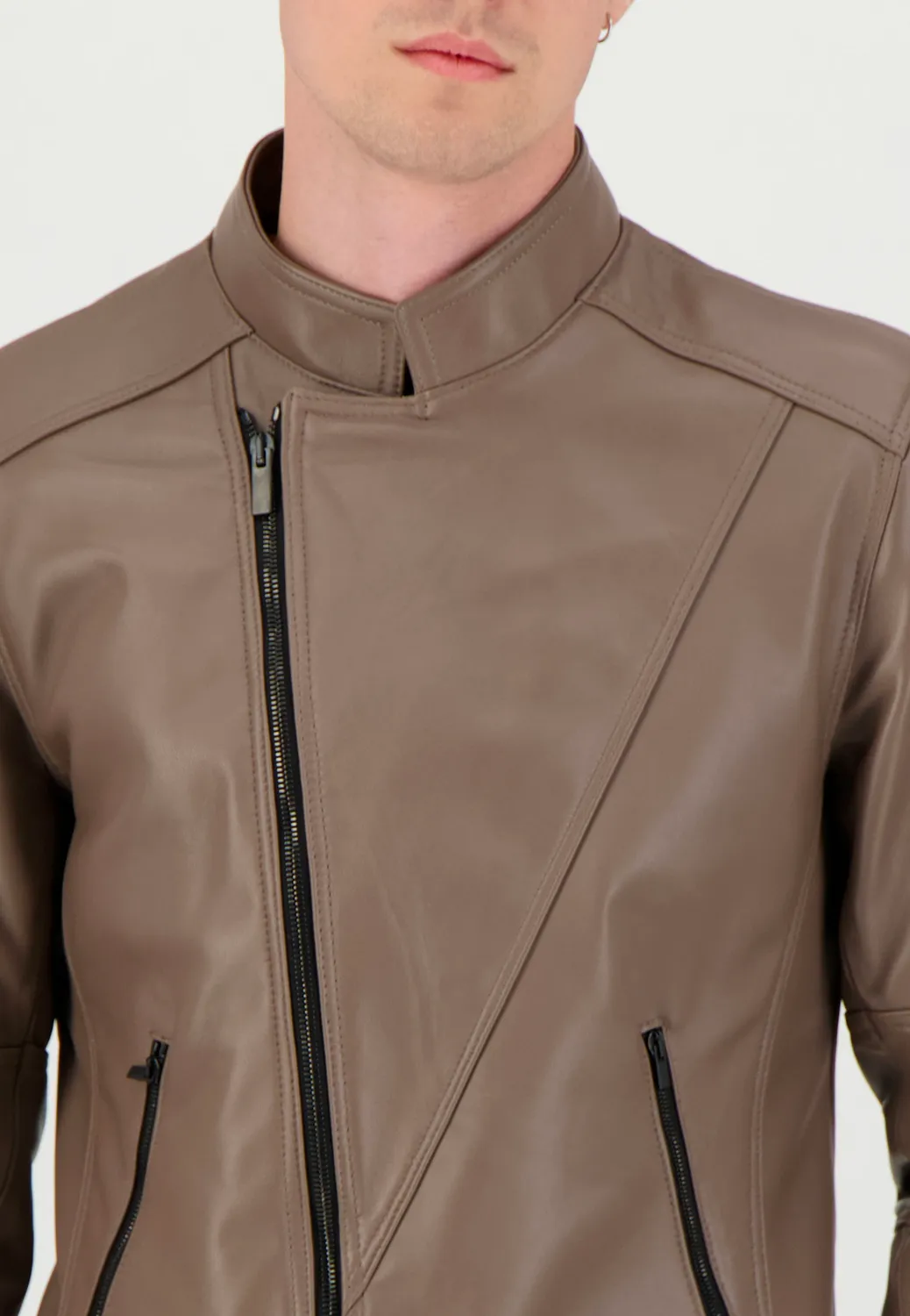 Pierre Talamon Perfecto blouson cuir taupe