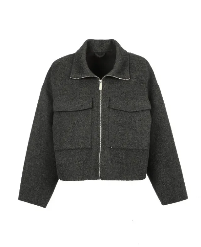 Oakwood Gigi 65354 veste laine anthracite courte