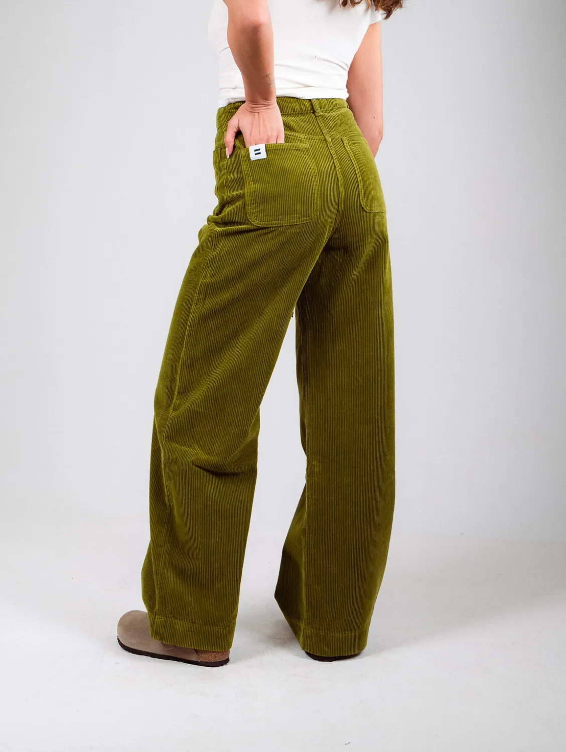 Cotelé Paris Jane pantalon kaki velours taille haute