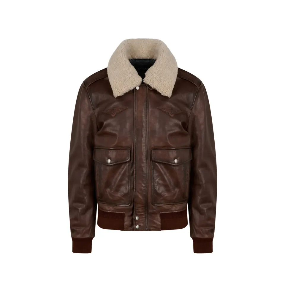 Oakwood B12 65177 blouson cuir marron vieilli homme