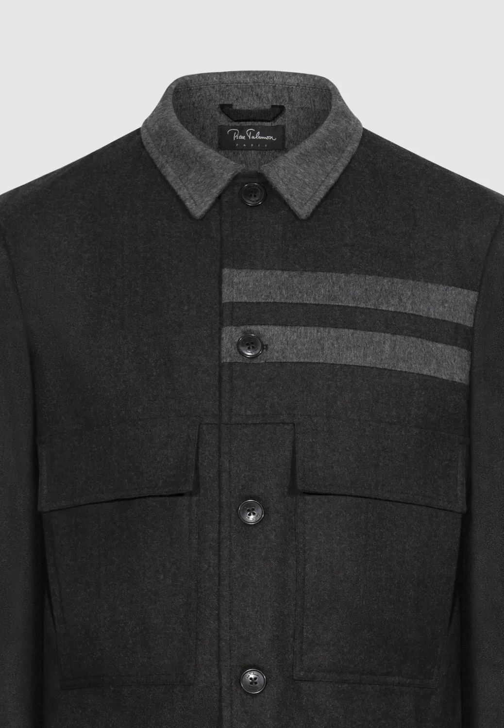 Pierre Talamon blouson flanelle grise boutonné homme