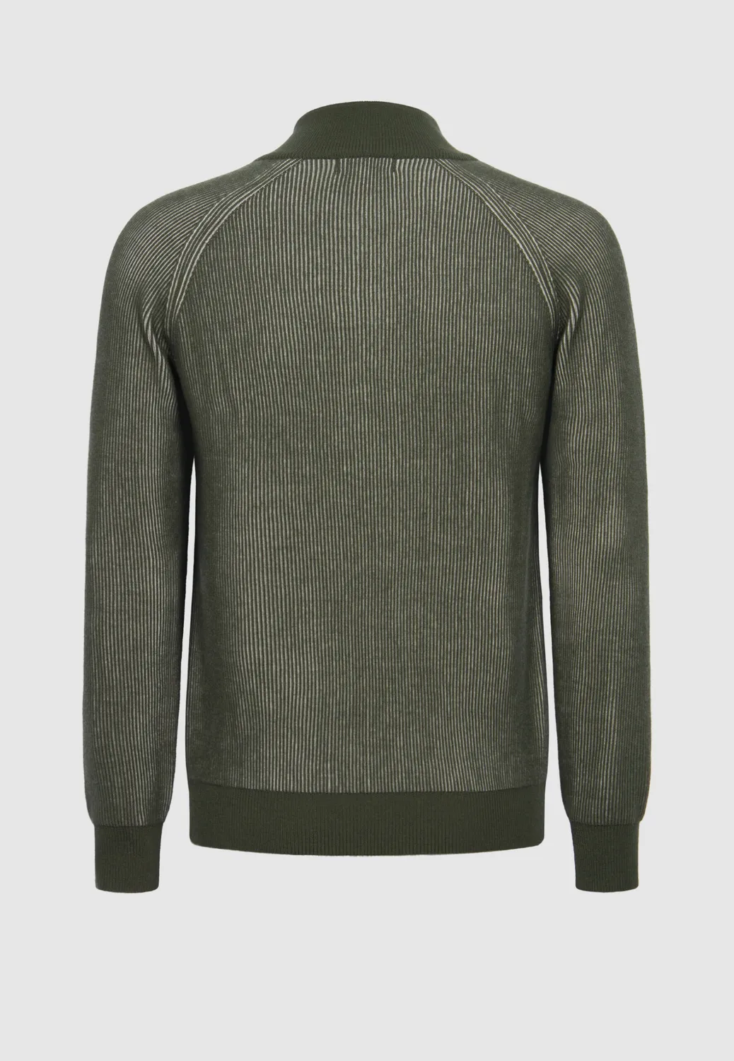 Pierre Talamon col zippé bicolore pull kaki blanc laine
