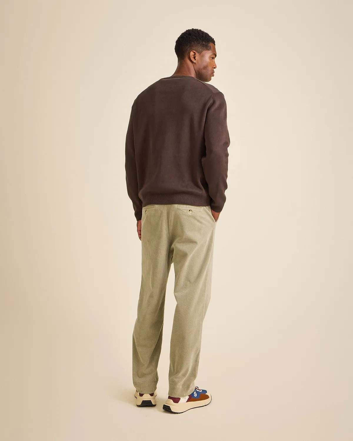 Cotelé Paris Pince sauge pantalon velours coupe droite