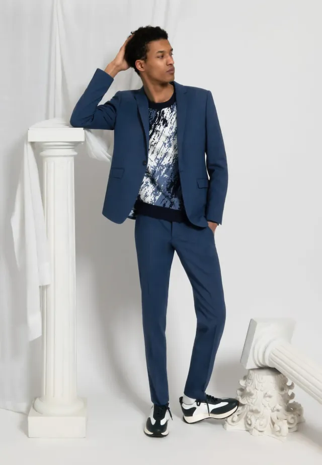 PIERRE TALAMON Bleu De Prusse costume homme laine slim