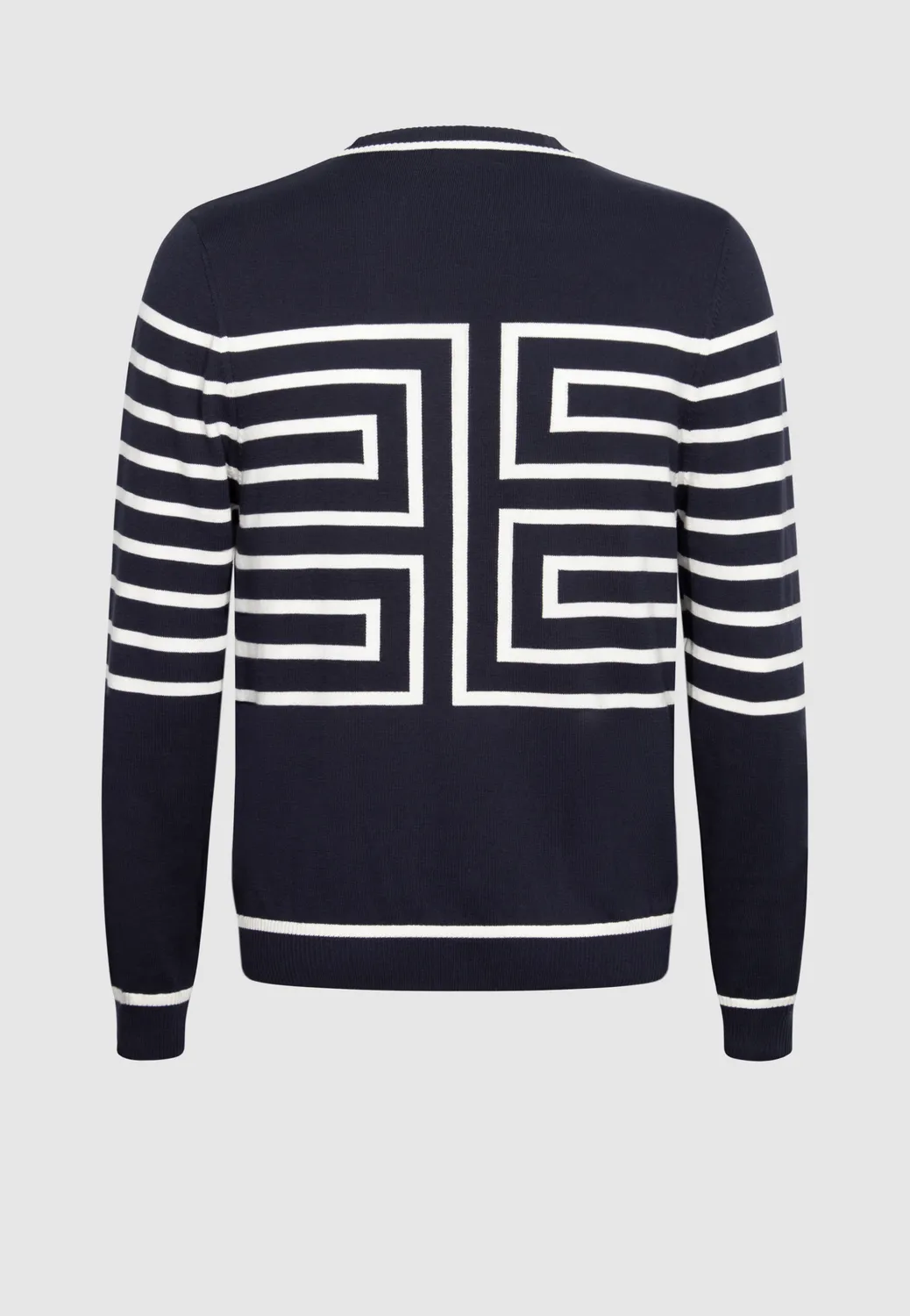 Pierre Talamon pull jersey graphique marine ivoire