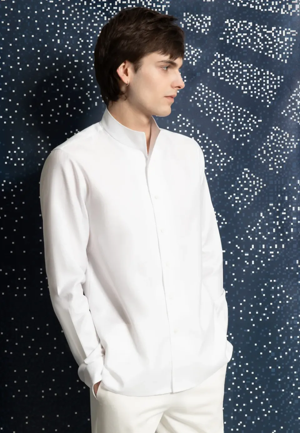 Pierre Talamon col tulipe chemise blanche coton