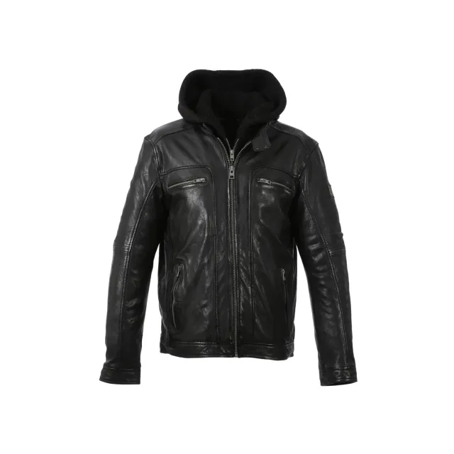 Oakwood Drink 63036 blouson cuir noir capuche homme