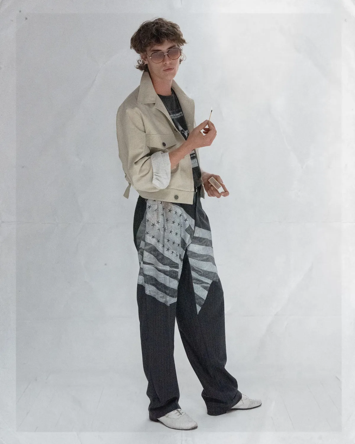 Paolo Leduc Lost Flag pantalon tailleur laine rayures