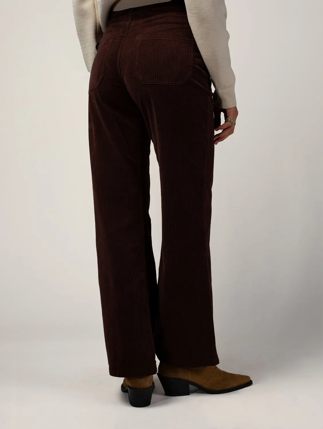 Cotelé Paris pantalon Flare chocolat femme velours bio