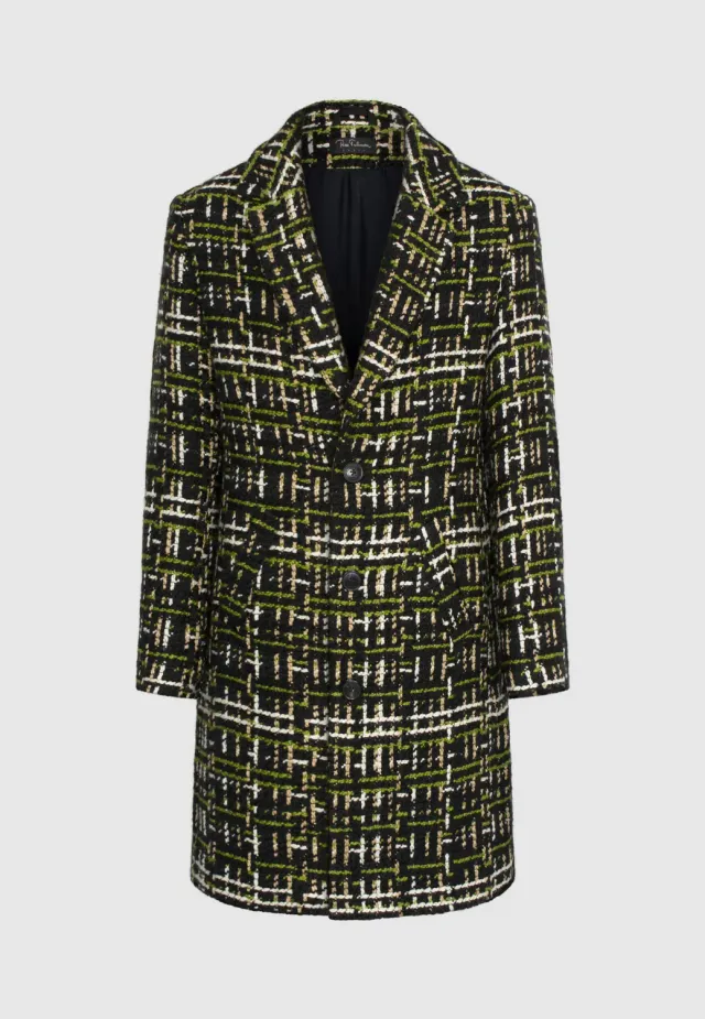 Pierre Talamon tweed manteau laine noir vert beige
