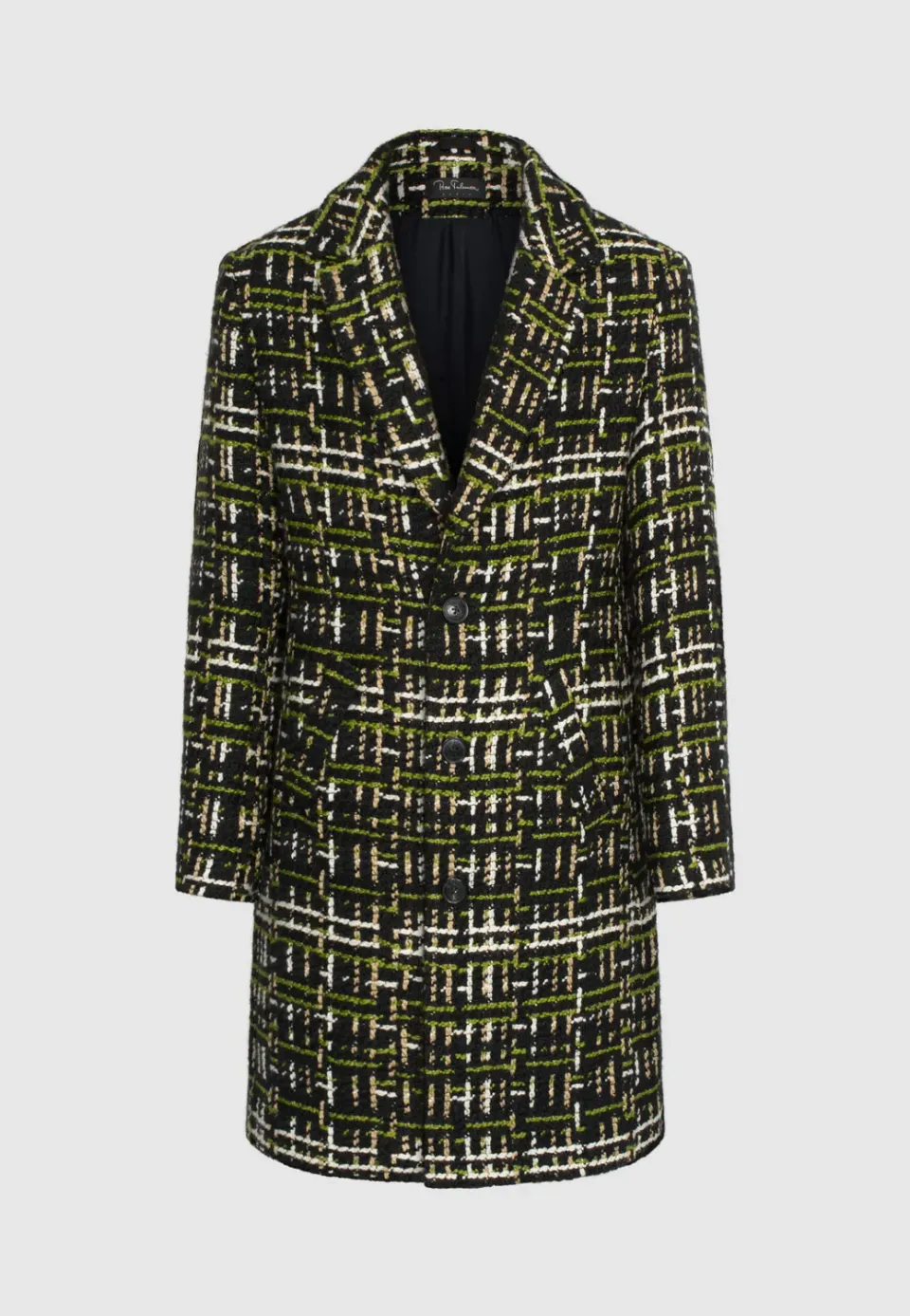 Pierre Talamon tweed manteau laine noir vert beige