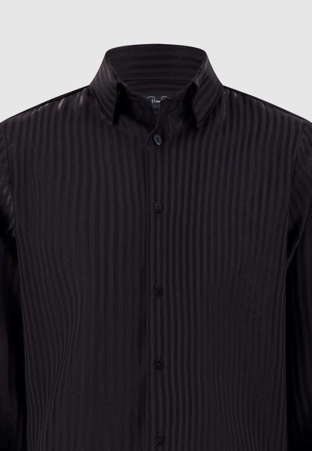 Pierre Talamon Black Shiny Stripes chemise noire