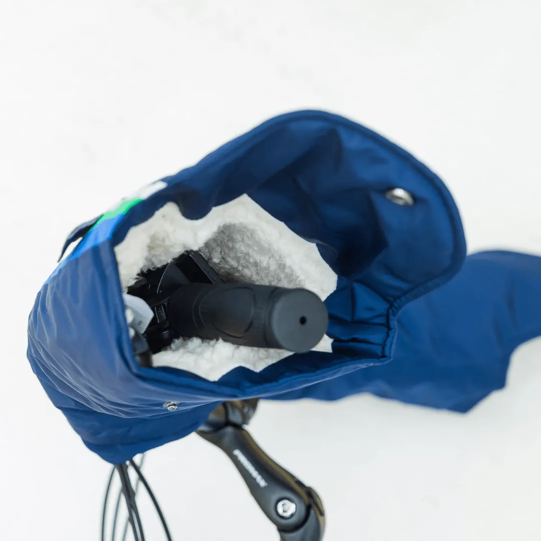 Le Temps des Grenouilles manchons vélo bleu marine imperméables