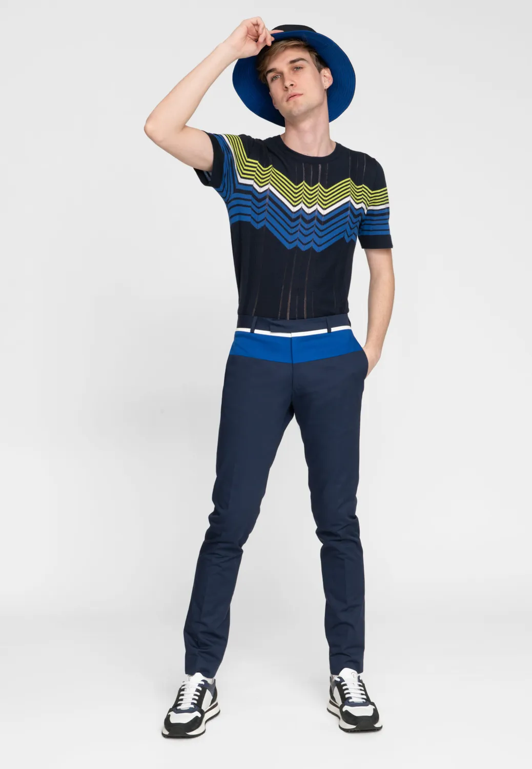 Pierre Talamon Rubana pantalon bleu marine homme droit