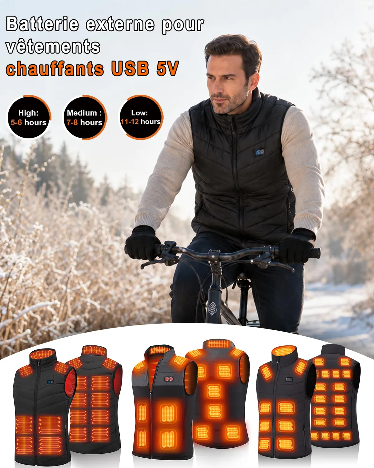Vapesoon batterie externe 10000mAh gilet chauffant USB-C