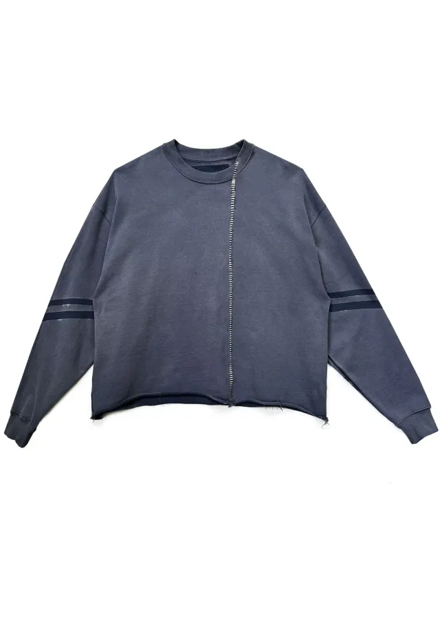 PAOLO LEDUC Lucky 49 sweat col rond bleu marine coton bio