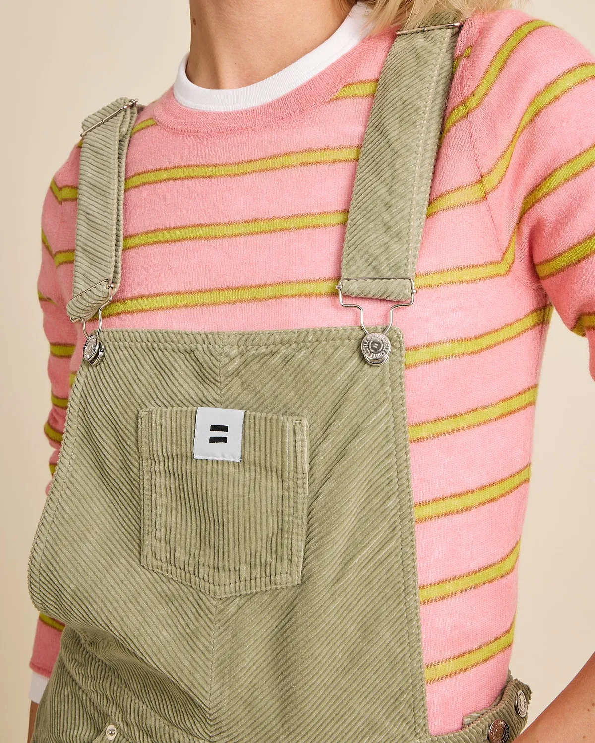 Cotelé Paris Salopette Mom sauge velours coton bio