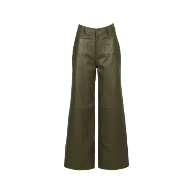 Oakwood Yummy 65319 pantalon cuir kaki foncé large