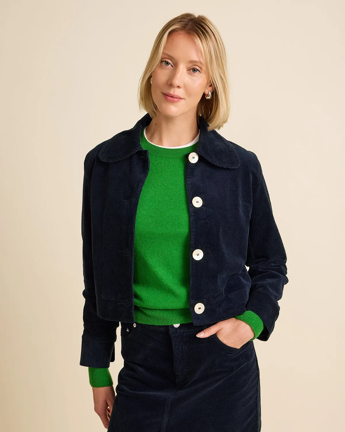 Cotélé Paris Daisy veste navy velours courte
