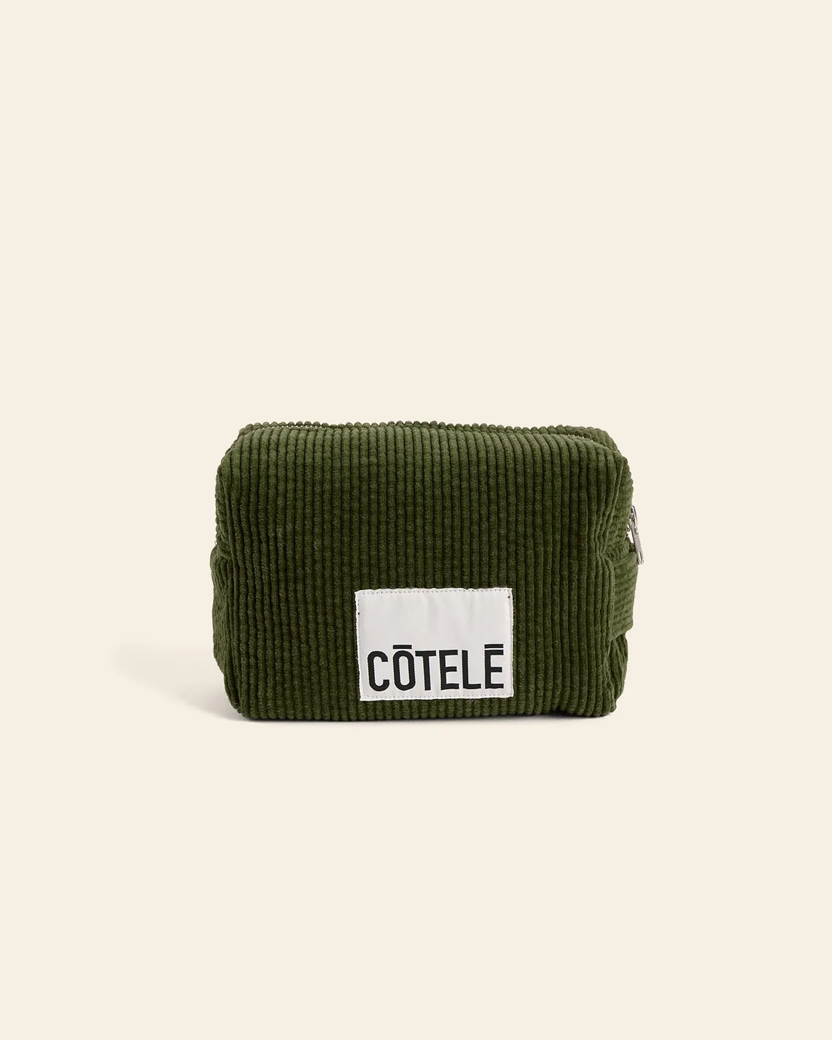Cotelé Paris trousse de toilette vert olive coton bio