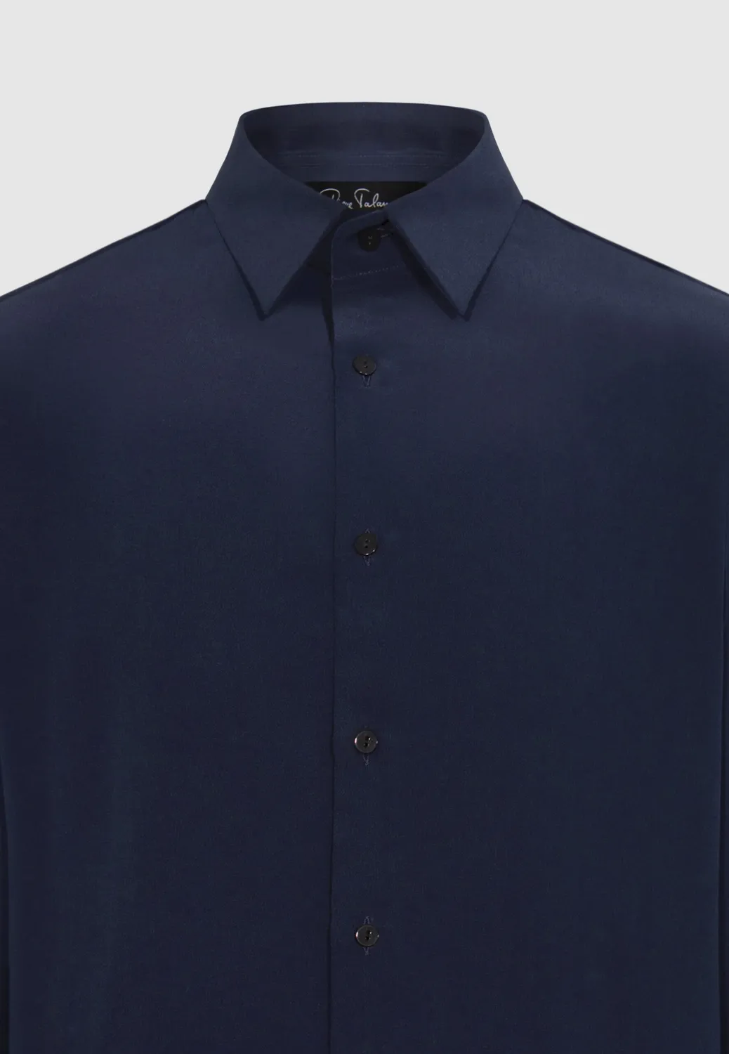 Pierre Talamon chemise crêpe de soie bleu marine