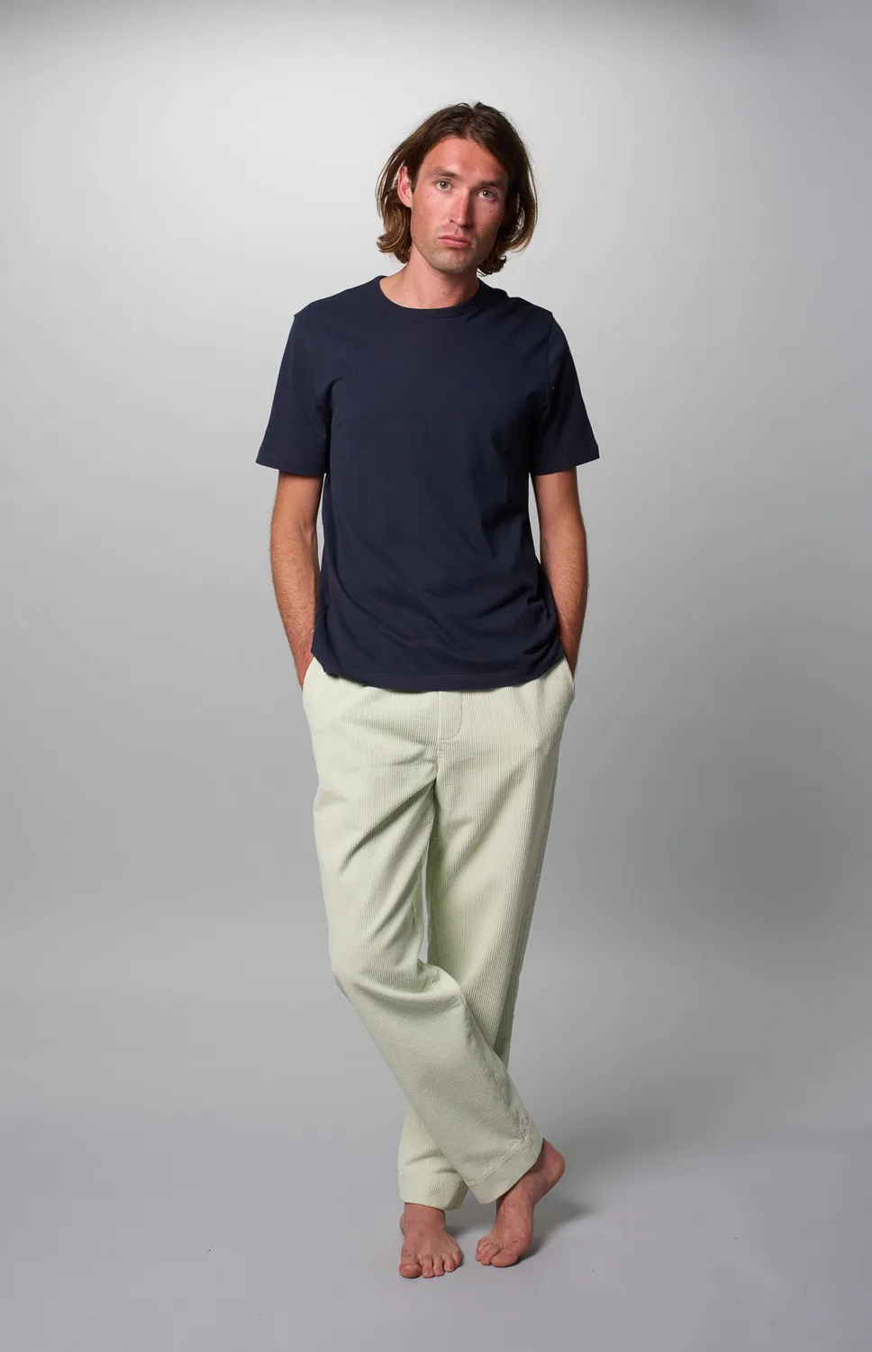 Cotelé Paris Lazy pantalon homme vert délavé velours