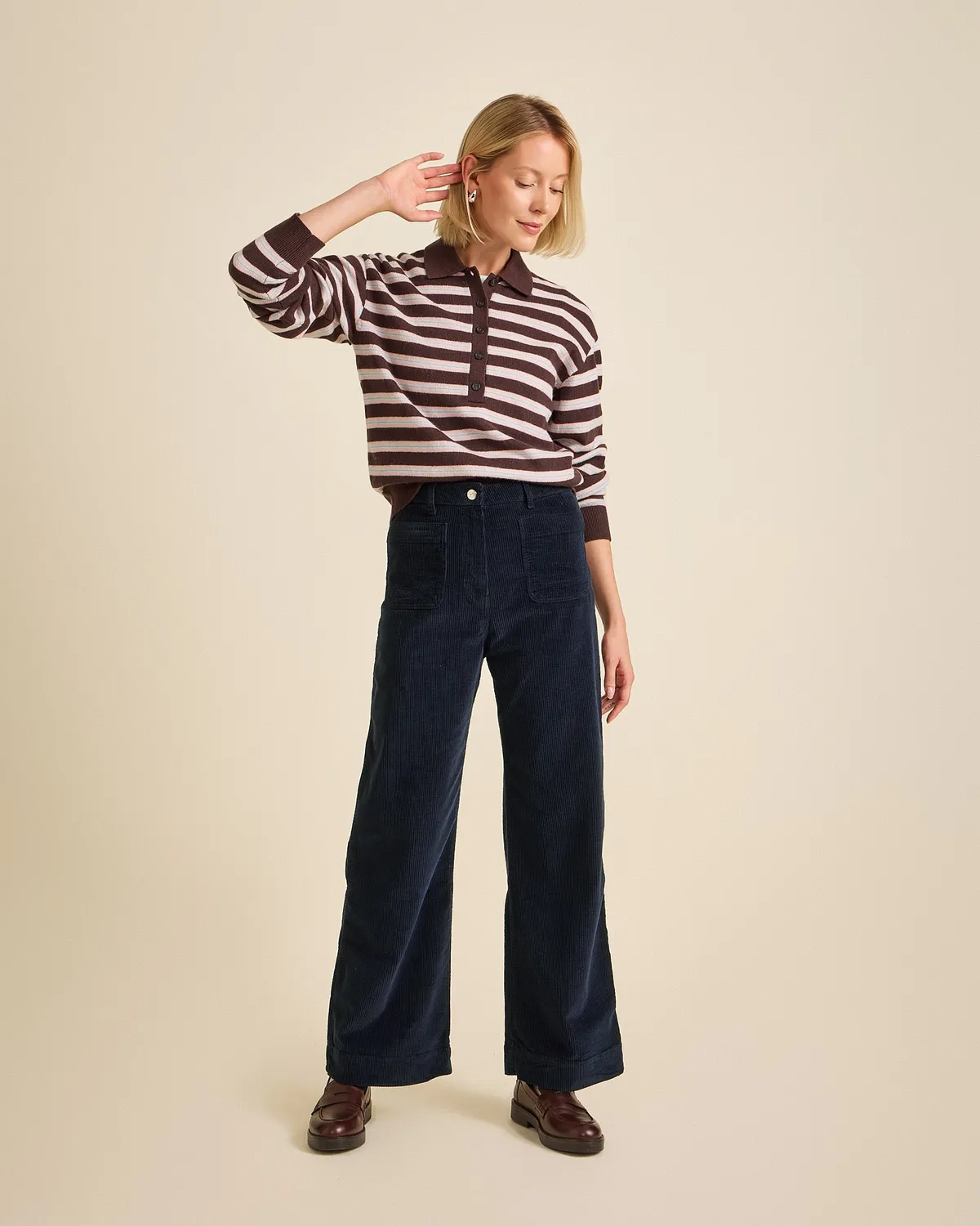 COTELÉ PARIS Jane Navy pantalon velours côtelé