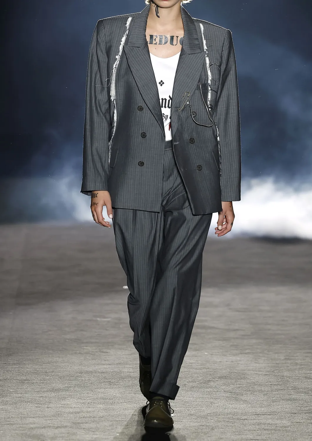 Paolo Leduc Holy Cuts blazer laine grise rayée