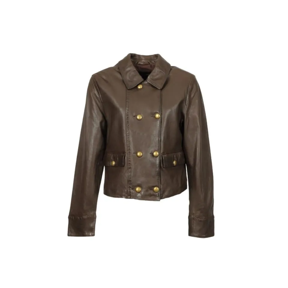 Oakwood Elise 65343 veste cuir choco col chemise
