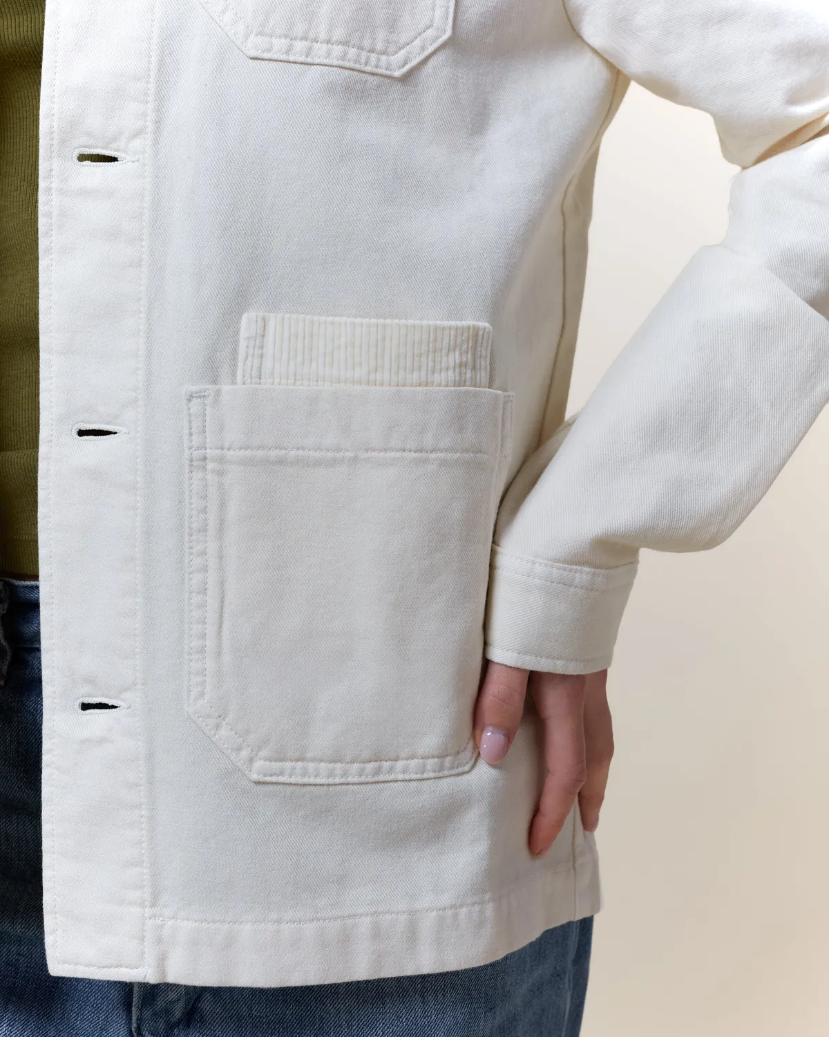 Cotelé Paris Worker veste écru toile upcyclée
