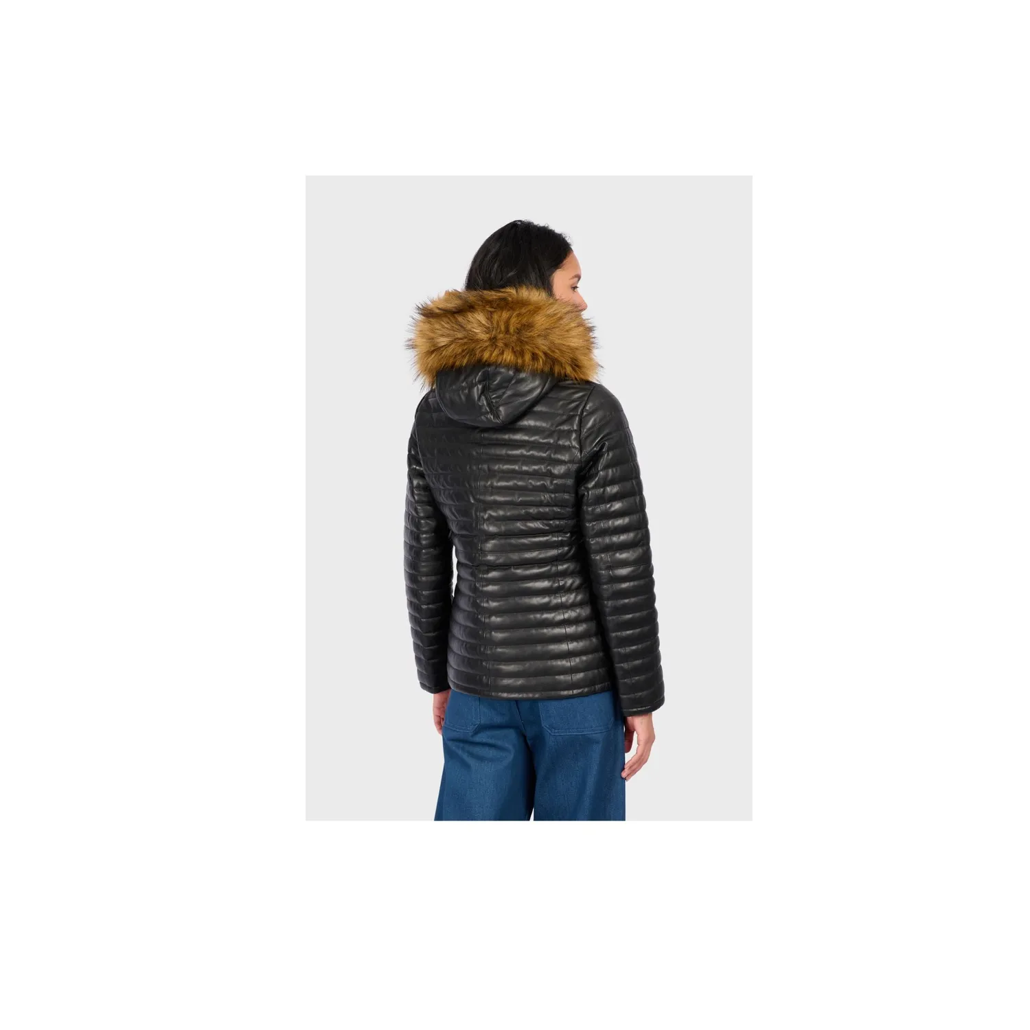 Oakwood Mandy 64911 doudoune cuir noir capuche fourrure