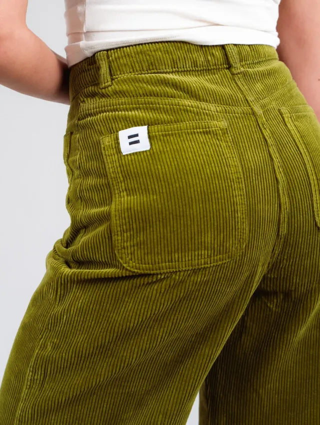 Cotelé Paris Jane pantalon kaki velours taille haute