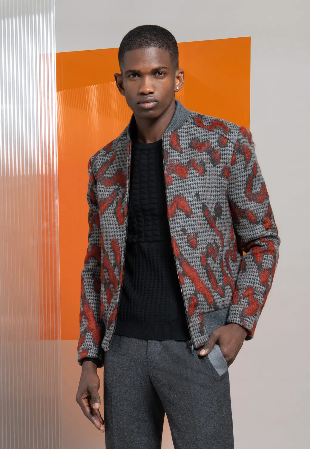 Pierre Talamon teddy gris brique homme blouson
