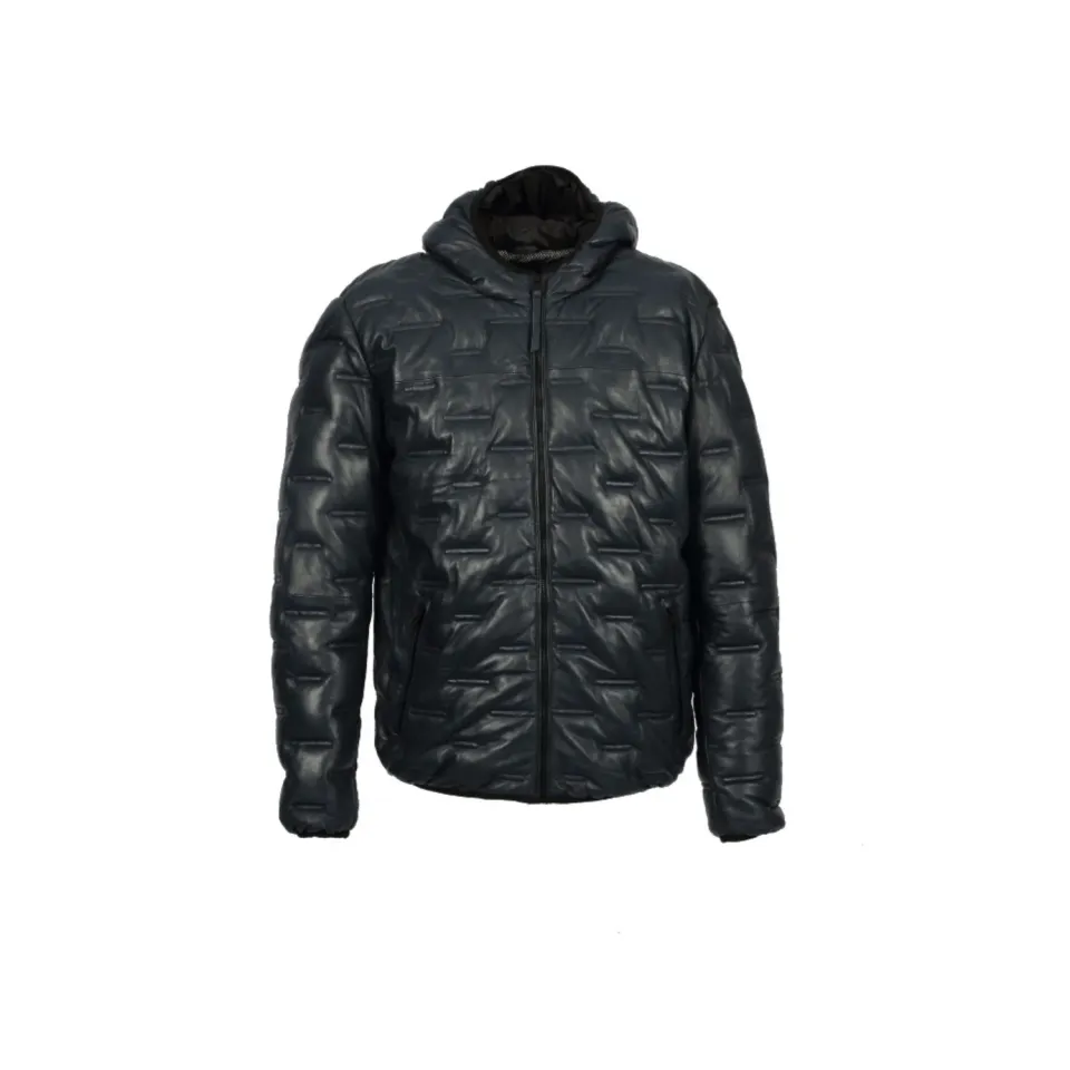 Oakwood Gabriel 65133 doudoune cuir bleu marine capuche
