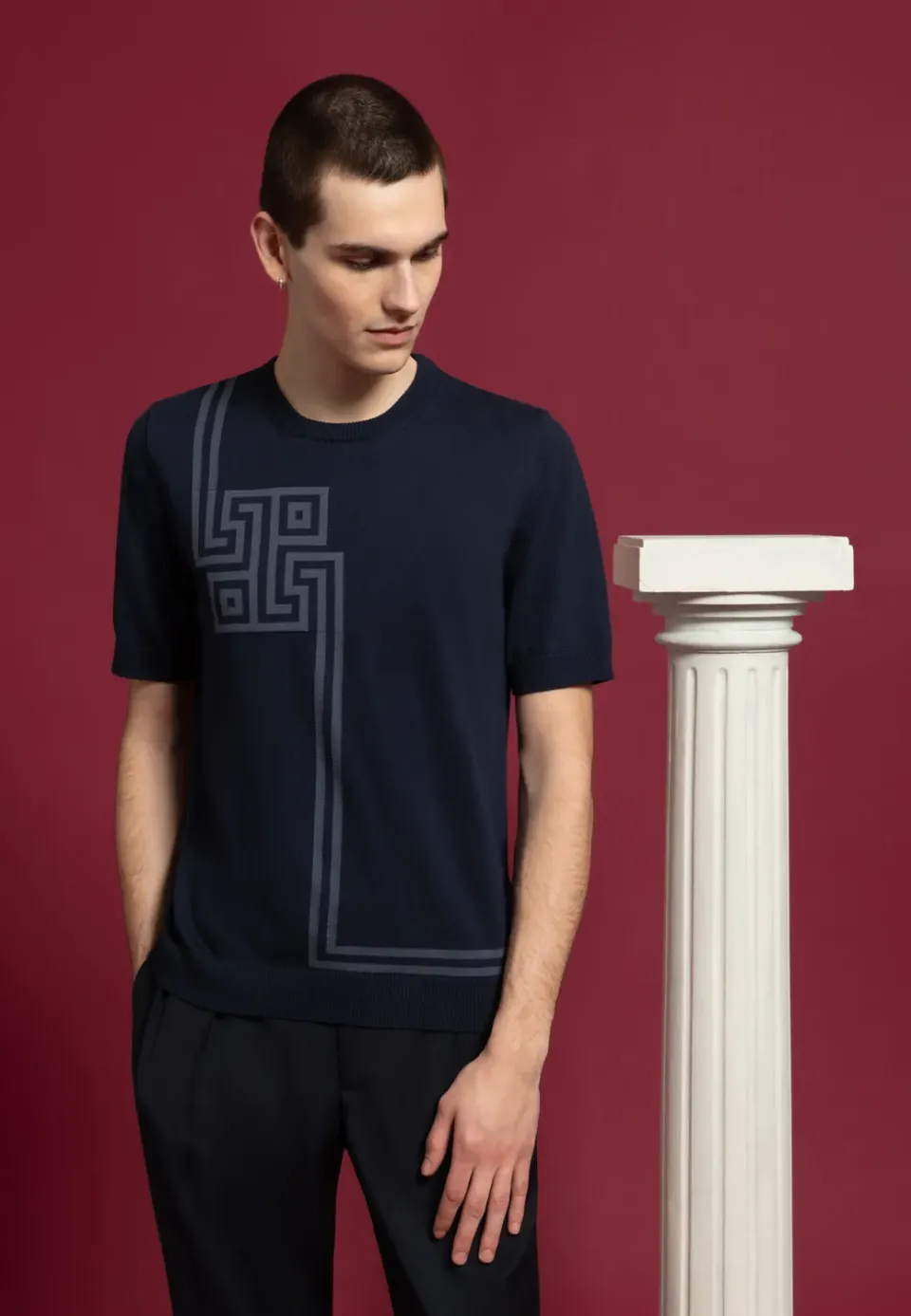 Pierre Talamon t-shirt jersey coton motif graphique marine