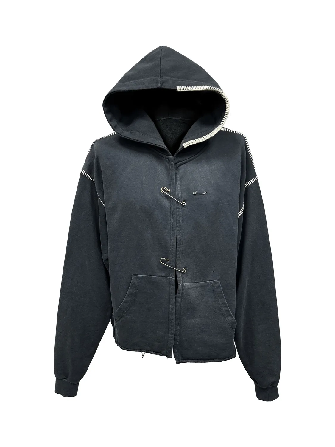 Paolo Leduc Raw Edge hoodie coton bio noir cropped