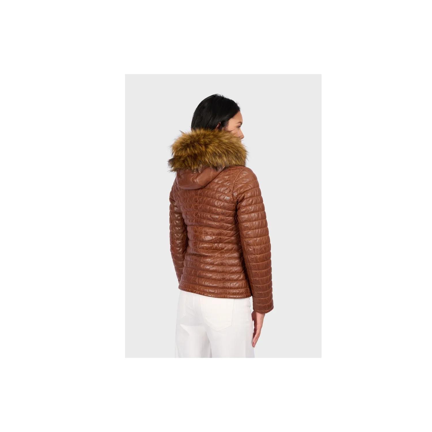 Oakwood Mandy 64911 doudoune cognac cuir capuche