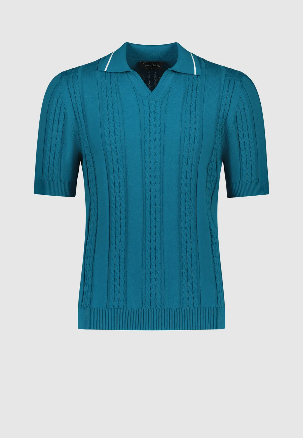 Pierre Talamon polo tors turquoise coton manches courtes