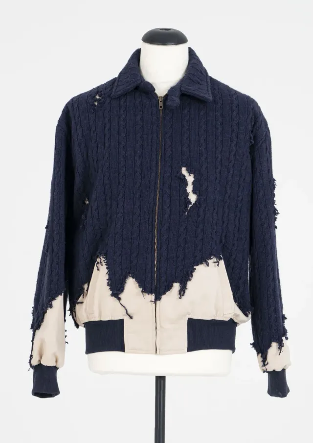 PAOLO LEDUC Mad Wool bomber marine maille cachemire