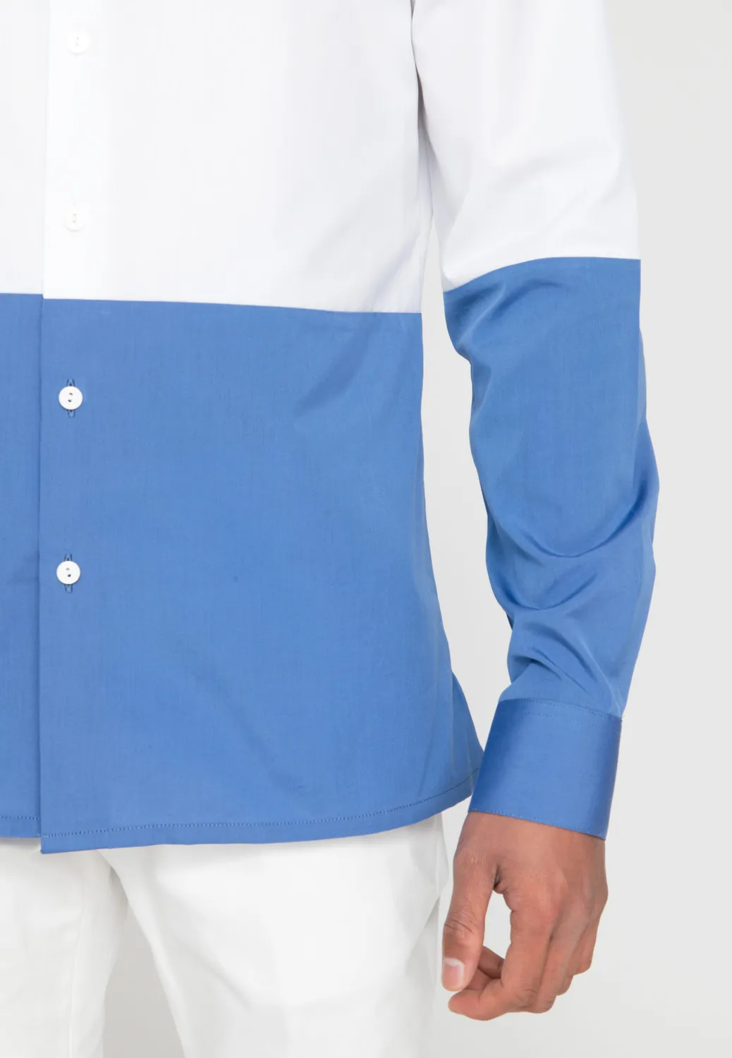 Pierre Talamon Bicolore chemise homme coupe droite