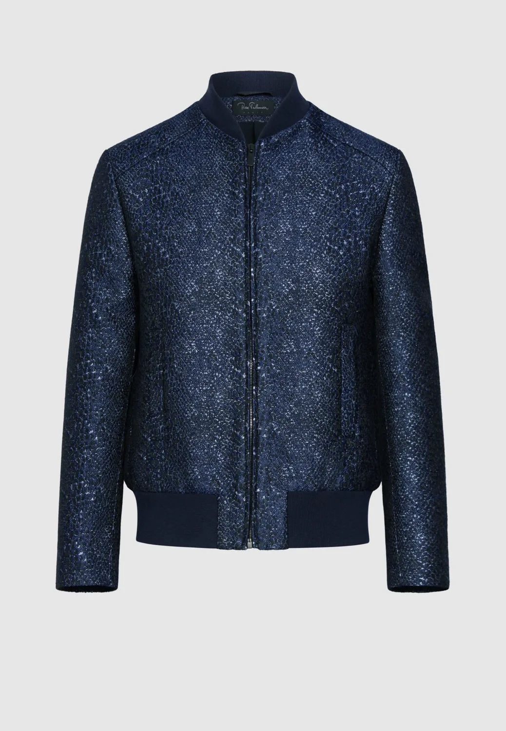 Pierre Talamon Blouson teddy serpent bleu jacquard